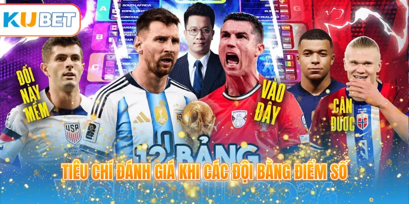 Tiêu chí đánh giá khi các đội bằng điểm số